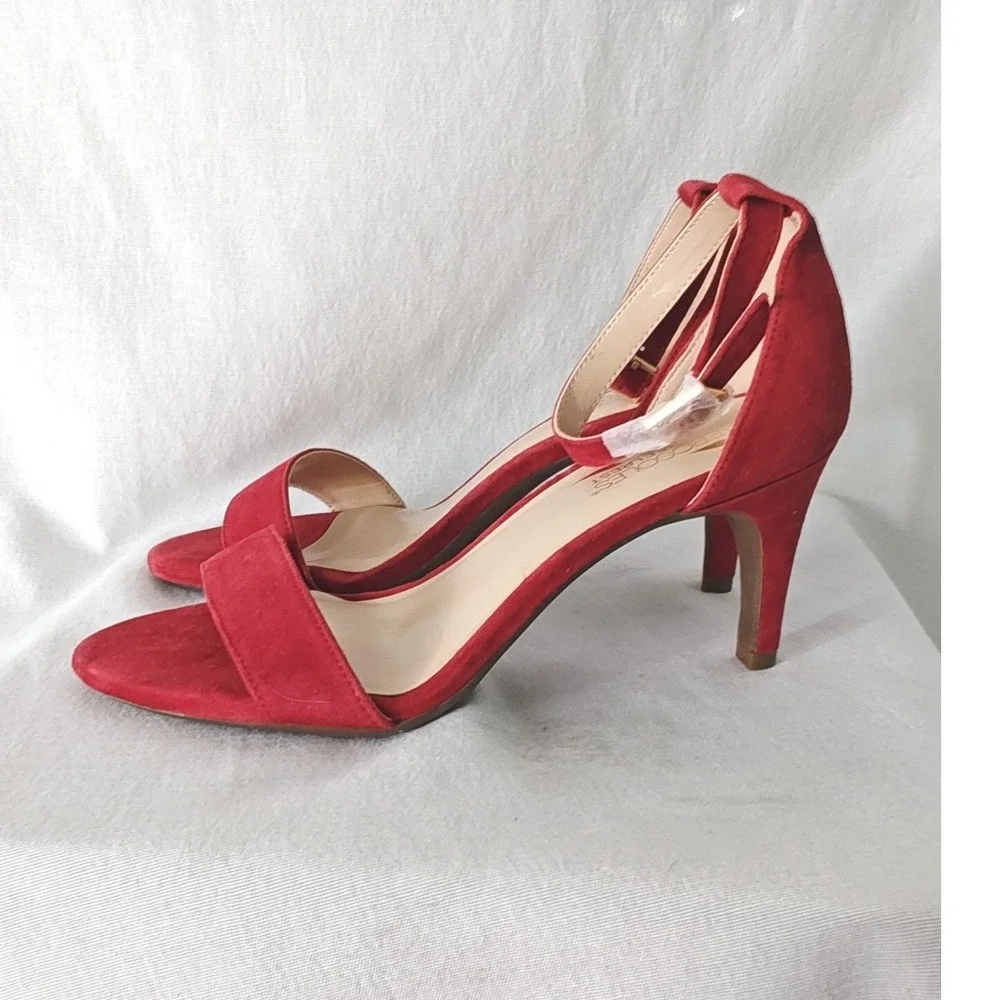 Aerosoles Laminate Sandals Red Suede Ankle Strap Dress Pump Comfortable size 9